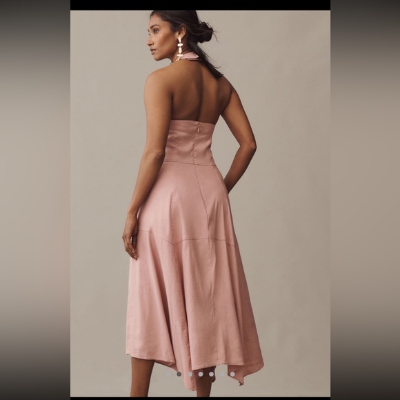 Anthropologie Linen Blend Halter Midi Dress - Picture 2 of 11